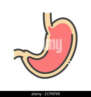 Symbol für die Farbleitung der Gastroenterologie. Farbsymbol der Magenlinie. Konzept der menschlichen Organe. Registrieren Sie sich für Webseite, mobile App, Schaltfläche, Logo. Vektor isoliertes Element Stock Vektor