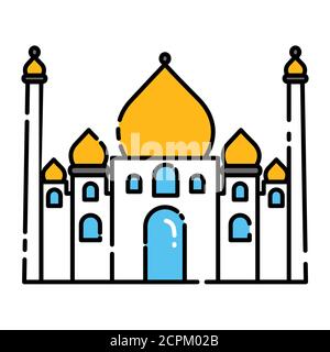 Historische Moschee Farblinie Symbol. Piktogramm für Webseite, mobile App, Promo. UI UX GUI Design Element. Bearbeitbare Kontur. Stock Vektor
