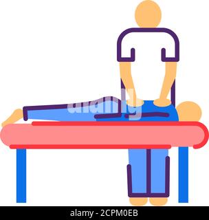 Symbol für die Linienfarbe der Massagenoprozedur. Physiotherapie, Akupunktur, Rehabilitationskonzept. Medizinische Behandlung. Für Webseite, mobile App, Schaltfläche anmelden Stock Vektor