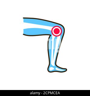 Symbol für die Linienfarbe der Kniearthritis. Entzündungsgelenk. Registrieren Sie sich für Webseite, mobile App, Schaltfläche, Logo. Bearbeitbare Kontur Stock Vektor