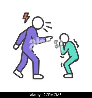 Farbsymbol für Eltern, die Kinder schikanieren. Menschenrechte. Kindesmissbrauch. Gewalt in der Familie. Registrieren Sie sich für Webseite, mobile App, Schaltfläche, Logo. Bearbeitbare Kontur Stock Vektor