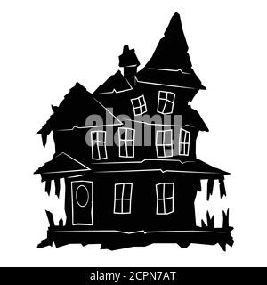 Haunted Haus Clip Art. Vektor-Illustration. Für Web, Halloween oder gruselige Events, Mode, Grafikdesign Stock Vektor