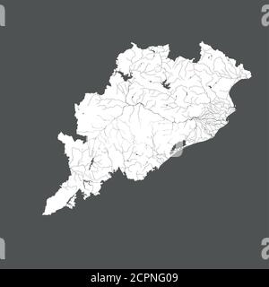 Indien Staaten - Karte von Odisha. Handgemacht. Flüsse und Seen werden angezeigt. Bitte schauen Sie sich meine anderen Bilder von kartografischen Serien an - sie sind alle sehr detailgenau Stock Vektor