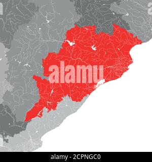 Indien Staaten - Karte von Odisha. Handgemacht. Flüsse und Seen werden angezeigt. Bitte schauen Sie sich meine anderen Bilder von kartografischen Serien an - sie sind alle sehr detailgenau Stock Vektor