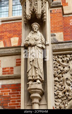 Detail über Old Divinity School, St John's College, University of Cambridge, auf St Johns Street, Cambridge, Cambridgeshire, Großbritannien. Stockfoto