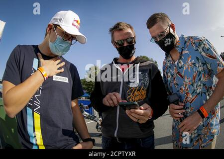 Riga, Lettland. September 2020. CHICHERIT Guerlain (FRA), GCK Unkorrupted (FRA), Renault Clio RS, Portrait, BAKKERUD Andreas (NOR), Monster Energy GCK RX Cartel (FRA), Renault Megane RS, Portrait HANSEN Kevin (SWE), Team Hansen (SWE), Peugeot 208, Portrait während der Neste World RX von Riga-Lettland, 5. Lauf der 2020 FIA World Rallycross, Meisterschaft, FIA WRX Vom 19. Bis 20. September 2020 auf dem Bikernieku Compleksa Sporta Baze, in Riga, Lettland - Photo Paulo Maria / DPPI Credit: LM/DPPI/Paulo Maria/Alamy Live News Credit: Gruppo Editoriale LiveMedia/Alamy Live News Stockfoto