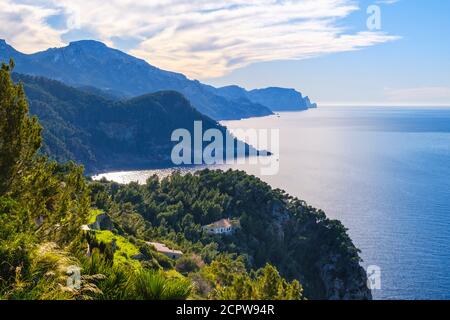 Küste zwischen Banyalbufar und Estellencs, Serra de Tramuntana, Mallorca, Balearen, Spanien Stockfoto