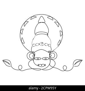 Happy Onam Kathakali Illustration gezeichnet mit einer kontinuierlichen... Stock Vektor