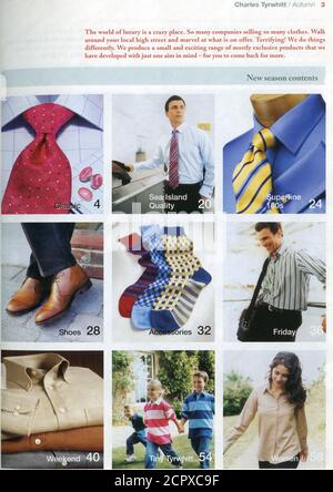 Das Innere des britischen Katalogs 'Charles Tyrwhitt', Winter 2005. Stockfoto