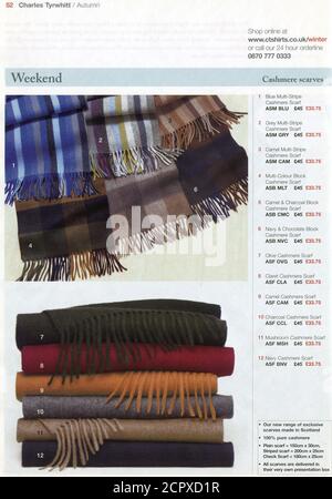 Das Innere des britischen Katalogs 'Charles Tyrwhitt', Winter 2005. Stockfoto