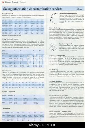 Das Innere des britischen Katalogs 'Charles Tyrwhitt', Winter 2005. Stockfoto