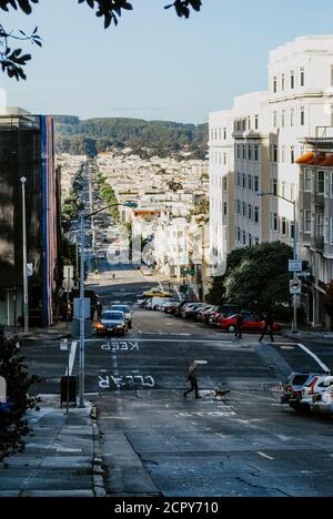 USA, Kalifornien, San Francisco, die steilen Straßen von San Francisco, Lombard Street Stockfoto