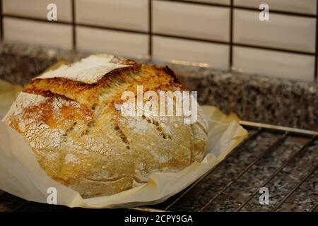 Sauerhefe handwerklich hausgemachtes Brot in der Küche Stockfoto