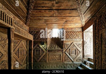 Der hölzerne Aufenthaltsraum von Pascha in Rabati Castle in Akhaltsikhe, Georgia Stockfoto