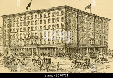 . Philadelphia heute, 1882. Ein richtiger Führer zu allen öffentlichen Gebäuden, Institutionen, Eisenbahnen und Orten und Objekten von Interesse .. Die Ecke der Ninth Street und Chestnut Street ist eines der besten Hotels in den Vereinigten Staaten zu finden. Der Boden, auf dem das Gebäude steht, wurde einst von Peales Collection of Curiosities und Duns Chinese Museum besetzt, beide berühmt in theirday. Später wurde es als Burtons Nationaltheaterbesetzt und von diesem bekannten Komiker mehrere Jahre lang genutzt. Welch &Lent hatte auch ein Amphitheater auf einem Teil des Bodens until1854, wenn ein Feuer de Stockfoto