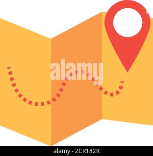 Sommerurlaub Reise, gefaltete Karte Position Zeiger, flache Symbol Stil Vektor-Illustration Stock Vektor