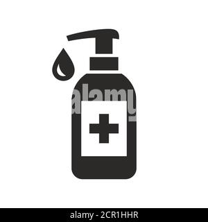 Symbol für Händedesinfektionsmittel. Vektorsymbol auf weißem Hintergrund isoliert. Stock Vektor