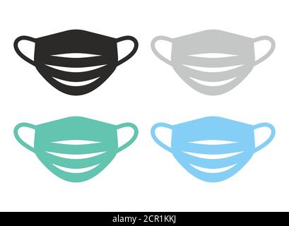 Medizinische Gesichtsmaske Icon Set. Vektorsymbol auf weißem Hintergrund isoliert. Stock Vektor