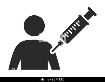 Patientensymbol. Impfstoffstudie mit Coronavirus (Covid-19). Vektorsymbol auf weißem Hintergrund isoliert. Stock Vektor