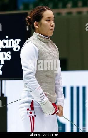 Tokio, Japan. September 2020. Reina Mizoguchi wird bei den 73. All Japan Fechtmeisterschaften Frauen Foil Vorrunden im Komazawa Olympic Park Gymnasium gesehen. Quelle: Rodrigo Reyes Marin/ZUMA Wire/Alamy Live News Stockfoto