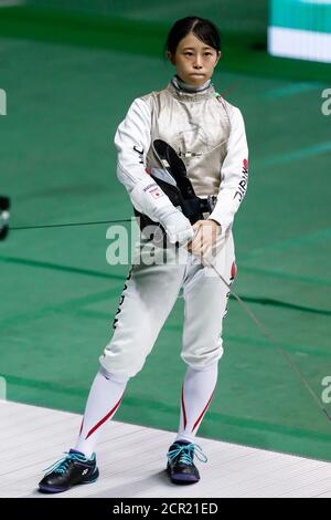 Tokio, Japan. September 2020. Sumire Tsuji wird bei den 73. All Japan Fechtmeisterschaften der Frauen-Foil-Vorrunden im Komazawa Olympic Park Gymnasium gesehen. Quelle: Rodrigo Reyes Marin/ZUMA Wire/Alamy Live News Stockfoto