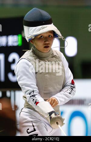 Tokio, Japan. September 2020. Ayano Iimura wird bei den 73. All Japan Fechtmeisterschaften der Frauen-Foil-Vorrunden im Komazawa Olympic Park Gymnasium gesehen. Quelle: Rodrigo Reyes Marin/ZUMA Wire/Alamy Live News Stockfoto