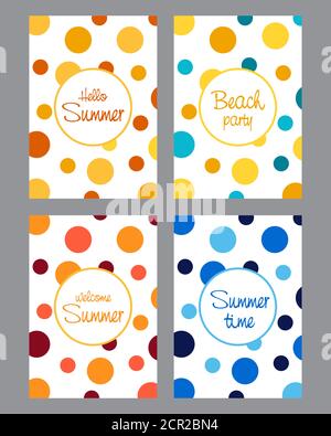 Der Vektor der Karten Set mit Inschriften.Sommer-Karten mit Inschriften Hallo Sommer. Stock Vektor