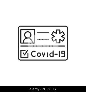Ärztliche Bescheinigung über die Impfung covid schwarze Linie Symbol. Sicheres Reisen. Piktogramm für Web, mobile App, Promo. UI-UX-Designelement. Stock Vektor