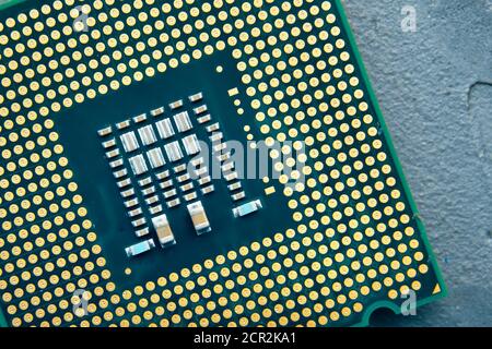 HITECH Nahaufnahme des CPU-Chip-Computerprozessors. Blick von oben Stockfoto