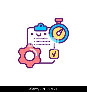 Symbol für die Farbe der Workflow-Kontrolllinie. Ereignismanagement. Registrieren Sie sich für Webseite, mobile App, Schaltfläche, Logo. Vektor isoliertes Element. Bearbeitbare Kontur Stock Vektor