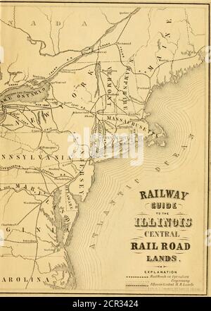 . Die Illinois Central Railroad Company bietet zum Verkauf über 1,500,000 Hektar ausgewählte Landwirtschaft und Holz Land, in Gebieten von vierzig Hektar und aufwärts, um Käufer, auf lange Kredite und zu niedrigen Zinssätzen, auf jeder Seite ihrer Eisenbahn, Der ganze Weg vom äußersten Norden bis zum Süden des Staates Illinois. Louis, für Jeflerson City und alle Punkte in Kansas und Nebraska. In Kairo, mit U. S. Mail Steamers, (Daily,) für Memphis, Natchez, Vicksburg, NewOrleans, und alle Punkte auf dem unteren Mississippi. Through Tickets können in allen Bailroad Büros beschafft werden. JAMES Stockfoto