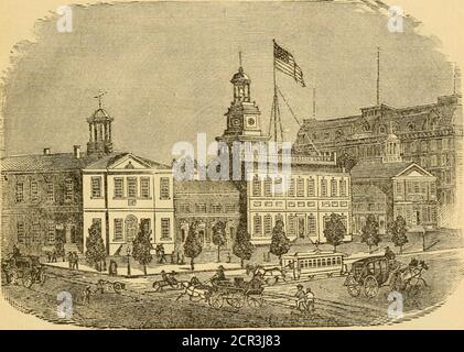 . Philadelphia heute, 1882. Ein richtiger Führer zu allen öffentlichen Gebäuden, Institutionen, Eisenbahnen und Orten und Objekten von Interesse .. . uthorities. Die oberen Geschosse des Gebäudes werden von Stadträten besetzt. Der Bürgersteig vor dem Hotel ist sehr breit, admirablypaved und mit Bäumen geschmückt. Eine Statue von Washington, umschlossen mit einem Eisengeländer, bewacht den Ort, die Erinnerung an whiclis so untrennbar mit seinem eigenen verbunden. Die Halle ist jeden Wochentag von 9 bis 16 Uhr für Besucher geöffnet. Der Eintritt in den Th(Kirchturm kann auf Antrag an die Person, die für thiHall, in der EA Stockfoto