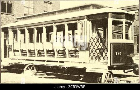 . Die Straßenbahn Zeitschrift . INNENRAUM DES CABRIOS 7-FT. 6-Zoll-Radstand und 33-Zoll-Räder, ausgestattet mit 38-ps-Motoren; Gewicht eines Autos und LKWs ohne Motoren ca. 18.000 lbs. Die Abbildungen zeigen das Aussehen des Autos offen und geschlossen, und eine allgemeine Ansicht des Innenraums.. BESUCH DES ROYAL TRAFFICCOMMISSION CABRIOLET-WAGENS ERÖFFNET die Royal Commission on London StreetTraffic, die zur Untersuchung der Verkehrsbedingungen der Vereinigten Staaten ernannt wurde, wird voraussichtlich am 26. September in New York auf dem arabischen Weißen Starsteamschiff fahren. Die Partei besteht aus SirDavid Barbour, K. C. M. G., K. Stockfoto