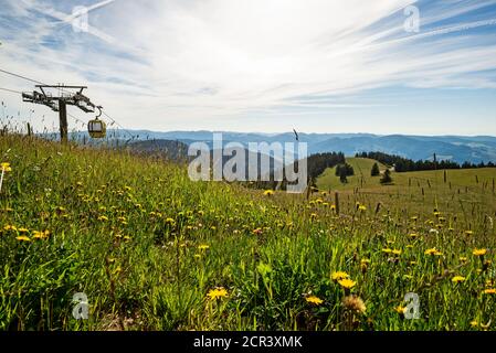 Ankunft der Belchenbahn auf dem Belchen Stockfoto