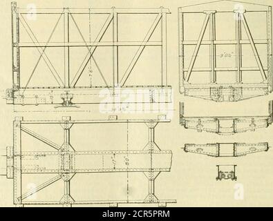 . Amerikanischer Ingenieur und Eisenbahn-Journal. E railto die Oberseite des Bodens sollte 4 Fuß 2 Zoll. Siebtens sollte das Design die Endsill-Flush zeigen und nicht über das sid-ing hinausragen. Es ist besonders wünschenswert, was auch immer das Zeichen des Stahluntergestells als Standard oder als empfohlene Praxis Ihrer Vereinigung übernommen wird, auch wenn die Details der Befestigungen und weniger wichtigen Teile der individuellen Wahl des Bauherrn überlassen werden, Die Länge, der Schnitt und das Gewicht der Triebwerke, der Endschweller, des Zuggetriebes und der Stützen sind auf den Assoziationszeichnungen zu sehen, so dass die Walzwerke und die Automobilbauer Stockfoto