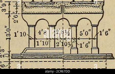 . Eisenbahnstrukturen und Schätzungen . ^tol0HALF ELEVATION CO t&lt;-6-6^-[&lt; 1-^0^! –»+«-6-6-^. H?i.F ABSCHNITT fast HALB SECTIONC.L. DER STRASSE I AM BORDSTEIN ABB. 16. Stahlbeton Subway, C. M. & St. P. Ry. 82 KEIXFORCED CONXRETE U-BAHNEN. l^Tipe Imprägnierung Stockfoto