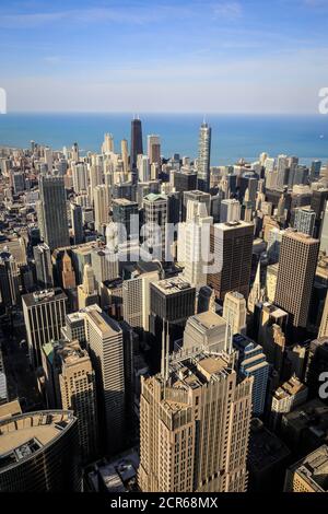 Skyline mit Lake Michigan, Blick vom John Hancock Center, Chicago, Illinois, USA, Nordamerika Stockfoto