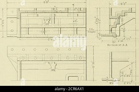 . Amerikanischer Ingenieur und Eisenbahn Zeitschrift . ROLLENLAGER FÜR WIEGE. STAHLGUSS, IN DEM CBADI.E GLEITET. .-IJ-i-j-^L Stockfoto