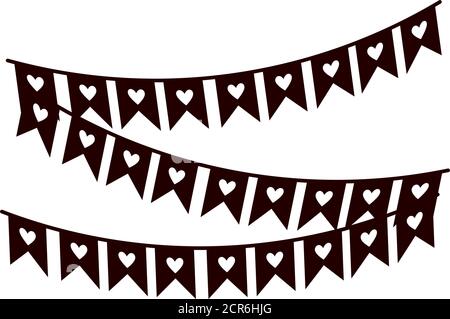 Dekorative Wimpel Karneval Festival isoliert Ikone über weißem Hintergrund Vektor Linienstil der Illustration Stock Vektor