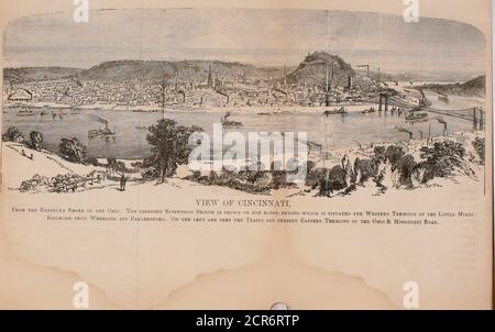 . Das Buch der großen Eisenbahnfeiern von 1857; Umarmt eine vollständige Rechnung der Eröffnung des Ohio & Mississippi, und die Marietta & Cincinnati Eisenbahnen, und die Northwestern Virginia Zweig der Baltimore und Ohio Eisenbahn, mit ... ein Konto der nachfolgenden Exkursion nach Baltimore, Washington und Norfolk .. Tance von 192 GROSSEN OHIO UND MISSISSIPPI EISENBAHN ERÖFFNUNG. Zwanzig oder dreißig Meilen, mit Bauernhäusern punktiert, und präsentiert ein Pro-fect Bild von landwirtschaftlichen Wohlstand und Reichtum. Rechts und links war diese Ansicht von einer Reihe von Hügeln mit einigen Bergen von respectbul begrenzt Stockfoto