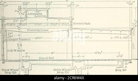 . Eisenbahnstrukturen und Schätzungen . ANHEBUNG DER SEITENWAND AN STANDARDKABINE NR. 1. Sins Bit LÄNGSSCHNITT DES STANDARD STTALL NO. 2Adjarable Louvers SECTION C-DAdjastable Loavres ELEVATION NARROW ENDSTANDARD STALL JH^i:^- -.-=^=r- ]   ELEVAT V- END STANDARD STALL Fig. 241. A. T. &lt;k S. F6 Motorenhaus. 506 BETONMASCHINENHAUS. DETAILS DER GRUBENKONSTRUKTION. Bei der Überquerung des Maschinenbaues und des Antriebsrades fallen [«-i-pita bei der Überquerung des Motorwagens Fallgrube B DETAIL OFSTRUTFORGEDBoilerplatte ( Stockfoto