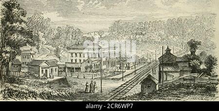 . Das Buch der großen Eisenbahnfeiern von 1857; Umarmt eine vollständige Rechnung der Eröffnung des Ohio & Mississippi, und die Marietta & Cincinnati Eisenbahnen, und die Northwestern Virginia Zweig der Baltimore und Ohio Eisenbahn, mit ... ein Konto der nachfolgenden Exkursion nach Baltimore, Washington und Norfolk .. . BAHNHOF PIEDMONT, B. & 0. R. R., ! Am Fuße des Berges, 20 Meilen von Baltimore, und die Teilung PoinI ZWISCHEN DER zweiten UND dritten (ODER MoCNTAIN) TEILUNG DER STRASSE.. OAKLAND STATION, mit dem GLADES HOTEL, an der Baltimore anu Ohio Railroad. 234 km von Balt Stockfoto