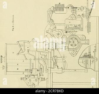 . Amerikanischer Ingenieur und Eisenbahn Zeitschrift . 8 zeigt Detailsdes Trommelmechanismus, und Abbildungen. 9 und 10 sind Beispiele für Dia-Gramm durch die automatische und die gewöhnliche Anzeige. Bevor wir ins Detail gehen, wird es helfen, die Beschreibung klar zu machen, dass alle Linien eines einzigen Diagramms nicht während ein und derselben Umdrehung der Lokomotive genommen werden; Im Gegenteil, die Druckleitung für ein Ende des Zylinders ist für fast tworevolutions wie in Abb. 10, dann wird der Mechanismus mit dem anderen Ende des Zylinders in Verbindung gebracht und der Vorgang wiederholt, wonach der Dampf-ch Stockfoto