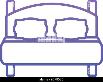 Symbol für Doppelbett auf weißem Hintergrund, Verlaufsstil, Vektorgrafik Stock Vektor