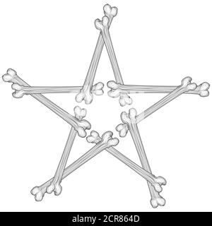 Vektor-Illustration von fünf spitzen Stern aus Knochen, alle auf weißem Hintergrund. Stock Vektor
