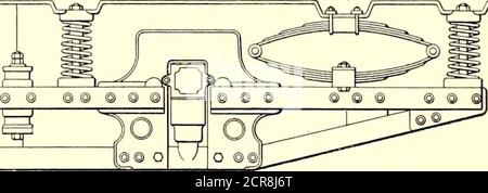 . Die Straßenbahn Zeitschrift . SEITENANSICHT DES RAHMENS DES FREITRAGENDEN LKW der Zylinder zurück zum vorderen Antriebsradsockel, darüber hinaus ist es für die Verteilung auf die anderen Räder reduziert. Aber es gibt Positionen der Kurbel, wenn der ganze dieser enormen forcemust durch den Rahmen zurück zum Hauptantrieb Radstand getragen werden, ein Abstand von 12 ft., so dass der Rahmen mit allen Elementen einer Säule, die in der Lage, diese Belastung ohne Knicken zu ertragen konstruiert werden. Unter solchen Umständen ist es wesentlich, dass der Rahmen ein hohes Maß an lateraler, sowie vertikaler Steifigkeit haben sollte. Der Stockfoto