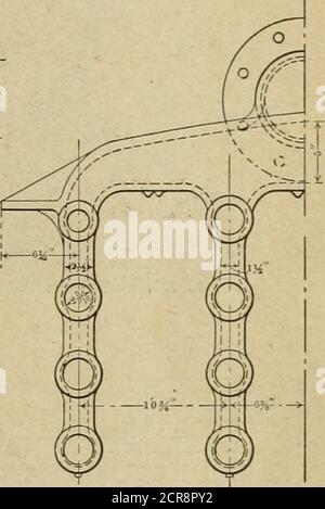 . Amerikanischer Ingenieur und Eisenbahnjournal . n entwickelt, und die Patente werden von Herrn H. H. Vaughan, Assistent des Vizepräsidenten, und Herr A. W. Horsey, Mechani-cal Ingenieur angemeldet. Beobachtungen und Tests, die so weit entfernt sind und deren Ergebnisse wir voraussichtlich in naher Zukunft präsentieren können, zeigen eine bemerkenswerte Wirtschaftlichkeit durch den Einsatz dieses Überhitzers. Die Konstruktion ist sehr einfach und die Reparaturen sollten klein sein. Die Konstruktion ist so, dass alle Teile, die repariert werden müssen, leicht entfernt und erneuert werden können.die Anzahl der Verbindungen in den Überhitzerrohren wurde auf ein mi zurückgeführt Stockfoto