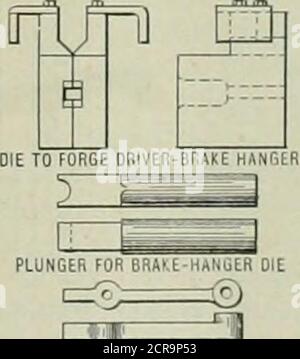 . Amerikanischer Ingenieur und Eisenbahn Zeitschrift . MATRIZE ZUM SCHMIEDEN VON FR1EGHT-CARDOOR-HANGER.,-. ,-. STÖSSEL FÜR TÜRAUFHÄNGUNGSDÜSE, DLN (£L3Q) FRACHT-AUTO-DOORHANGER.. Stockfoto