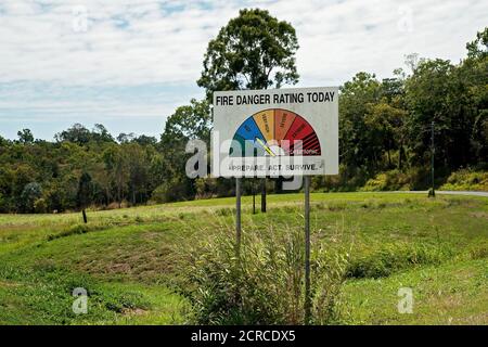 Brandgefahr Bewertung heute Beschilderung zeigt hohes Risiko für die Auf dem Land Stockfoto