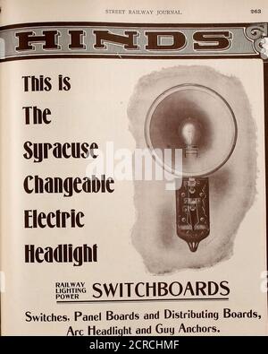 . Die Straßenbahn Zeitschrift . CRO USE-HINDS NEW YORK: 23 De, Straße. BOSTON! aoo Bummc SYRAKUS Eet. CHICAGO STREET RAILWAY JOURNAL.. SCHALTTAFELN Schalter, Schalttafeln und Verteilungstafeln, Lichtbogen Scheinwerfer und Guy Anker. Rufen Sie axLci See ua bei Space usto. 45. ELECTRIC COMPANY N. Y i ] «A &gt;A „, ^*», &lt;=* SAN FRANCISCO i Mills Building. 264 STREET RAILWAY JOURNAL. THE DAYTON MANUFACTURING CO. DAYTON, OHIO, XT. .V. HERSTELLER VON TRIMMINGS, LAMPEN, ELECTROLIERS, etc • Street Railroad CarsKLING-LEAN und SCHWERKRAFTBREMSE GRIFFE Stockfoto